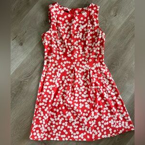 AGB Coral and White Pleated Sleeveless Midi Dress